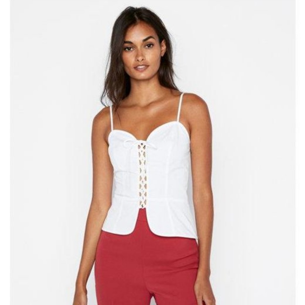 Express white lace up corset cami